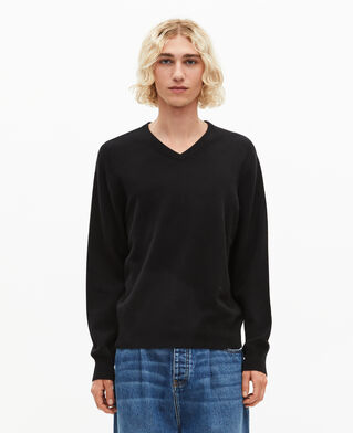 The Kooples MEN BLACK black cashmere v-neck sweater