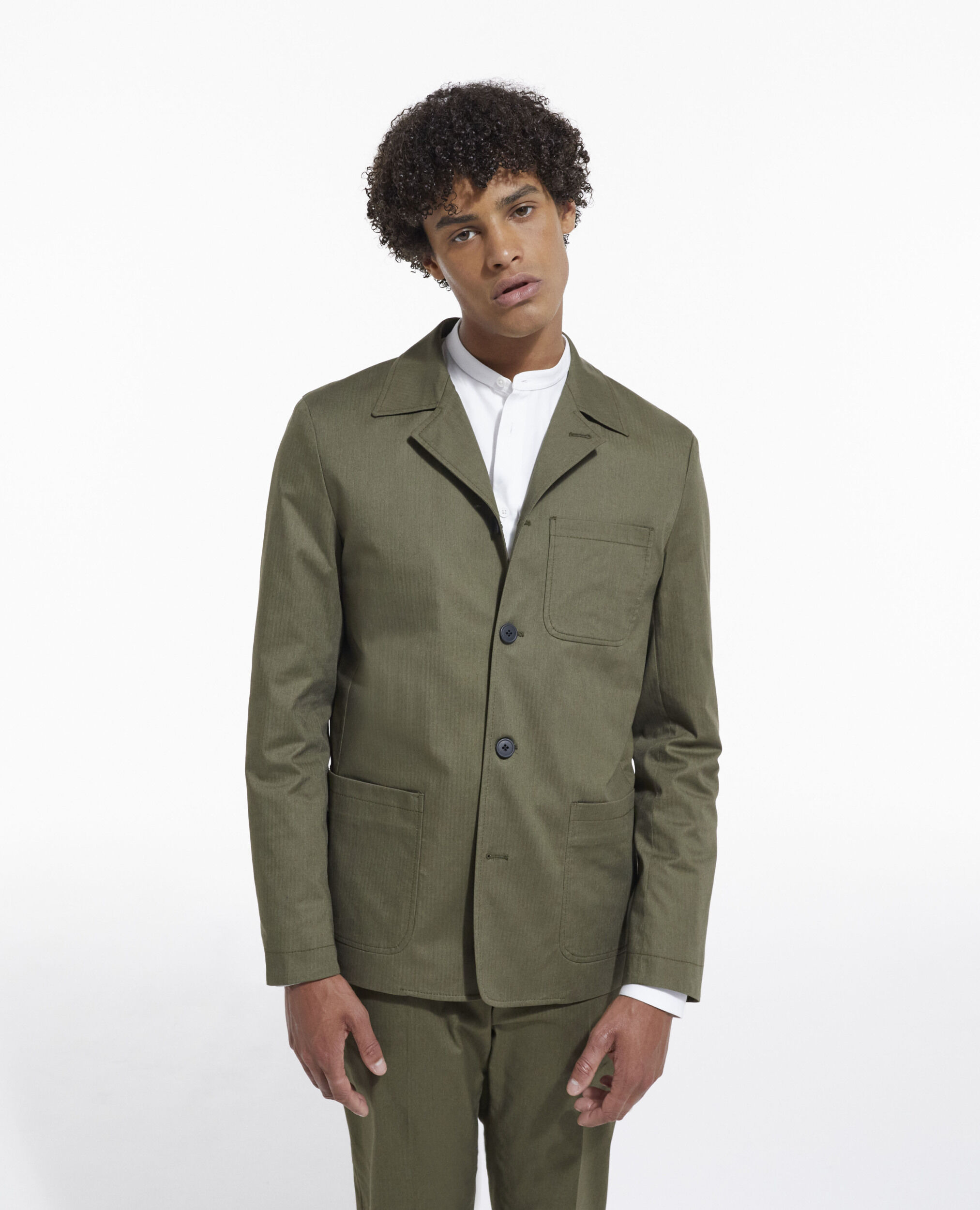 Smart khaki flowing jacket in cotton blend, KAKI, hi-res image number null