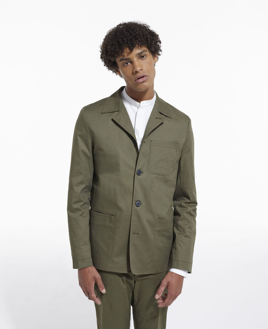 smart khaki flowing jacket in cotton blend