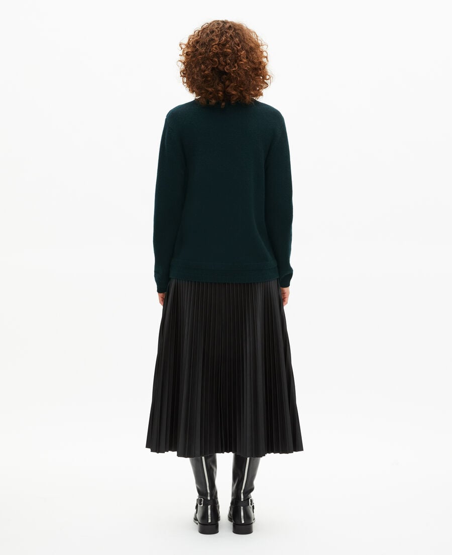 The Kooples WOMEN FOREST dark green wool stand-up collar sweater