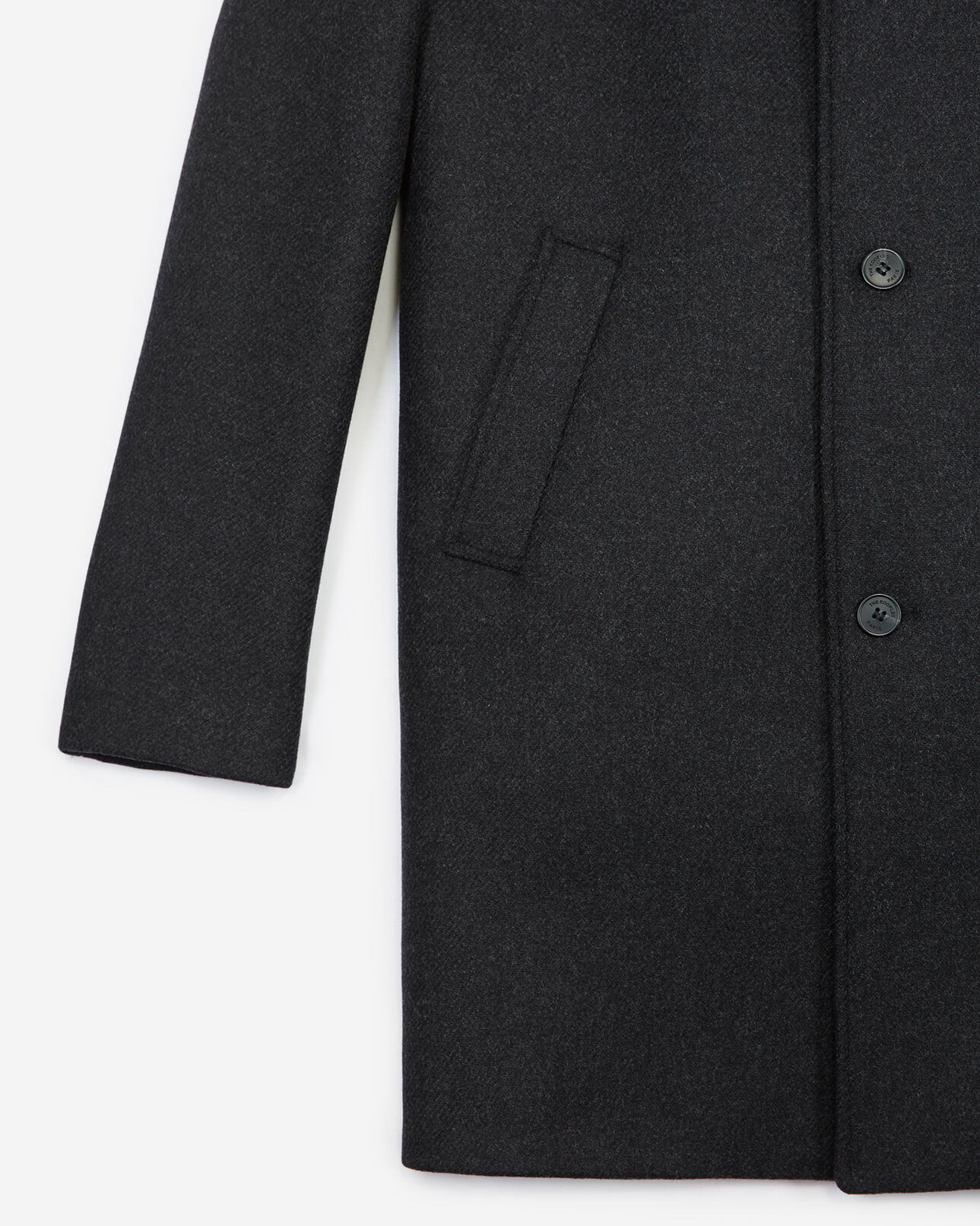 The Kooples MEN GREY gray wool coat with classic collar and zipper