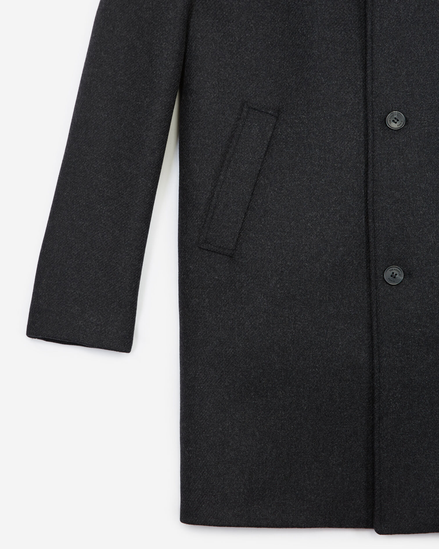 Gray wool coat with classic collar and zipper, GREY, hi-res image number null