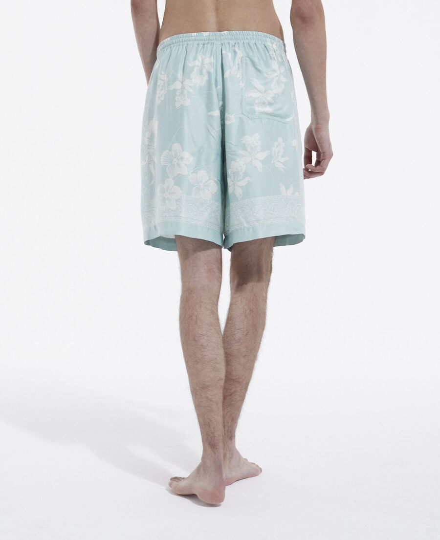 flowing sky blue shorts w/ floral bandanna motif