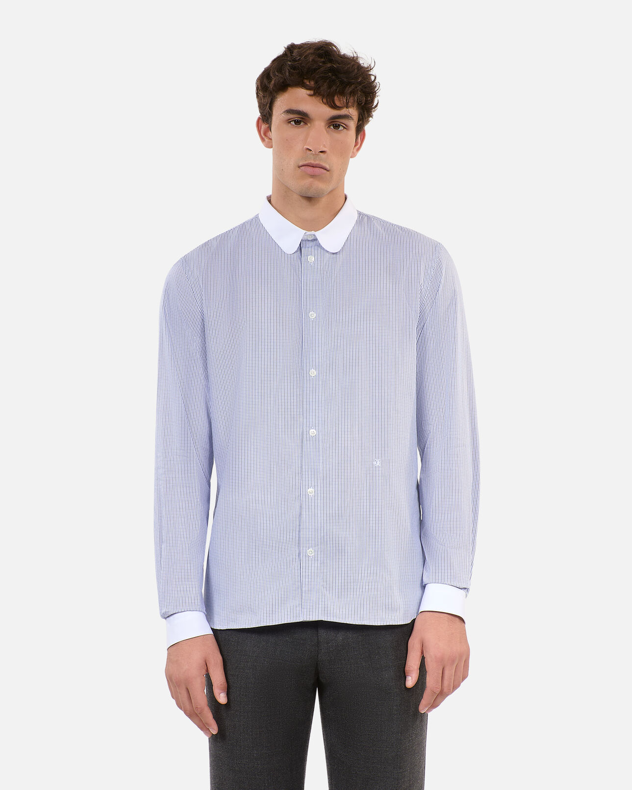 The Kooples MEN WHITE / BLUE blue and white checked formal shirt