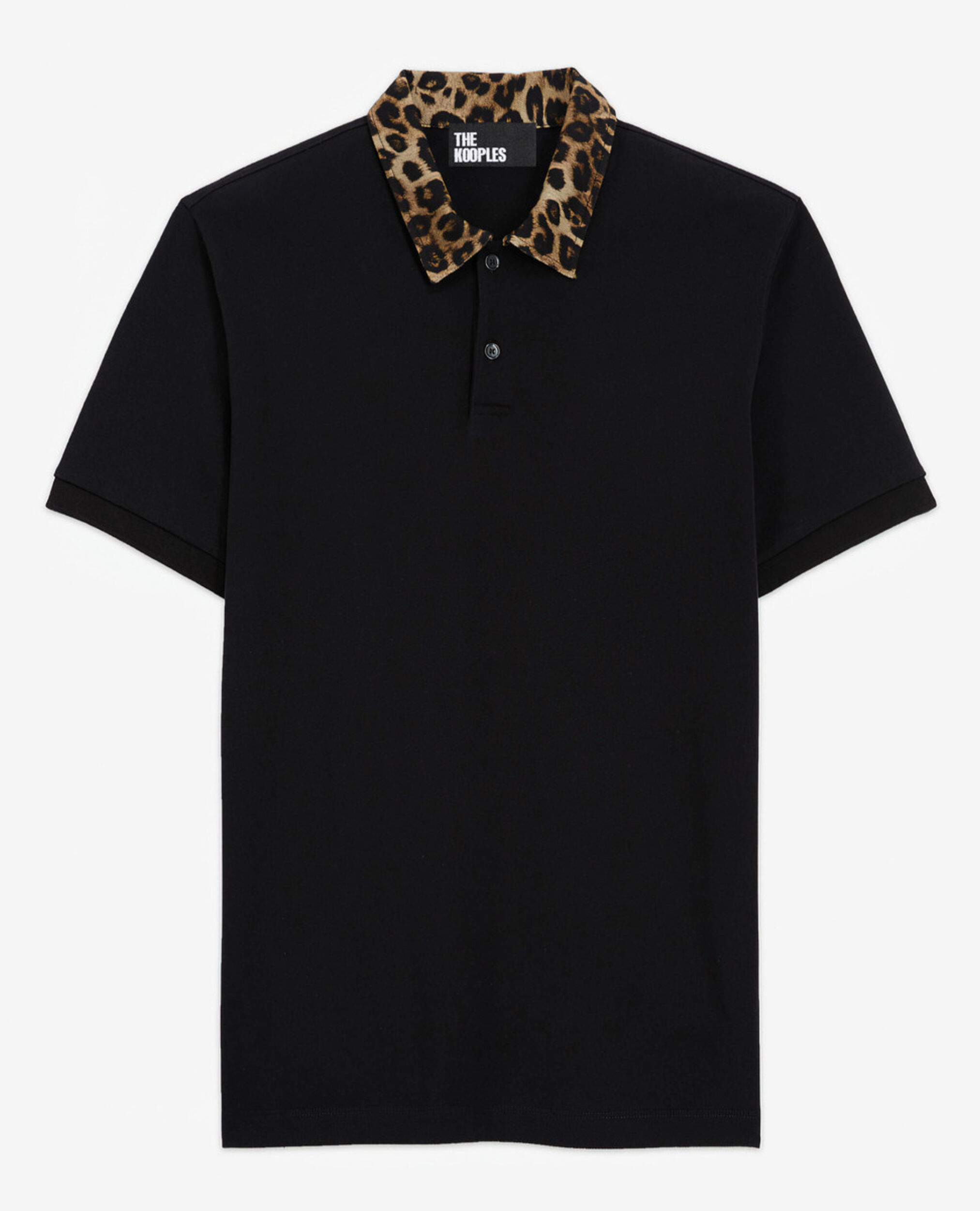 Camisa polo cuello leopardo, BLACK, hi-res image number null