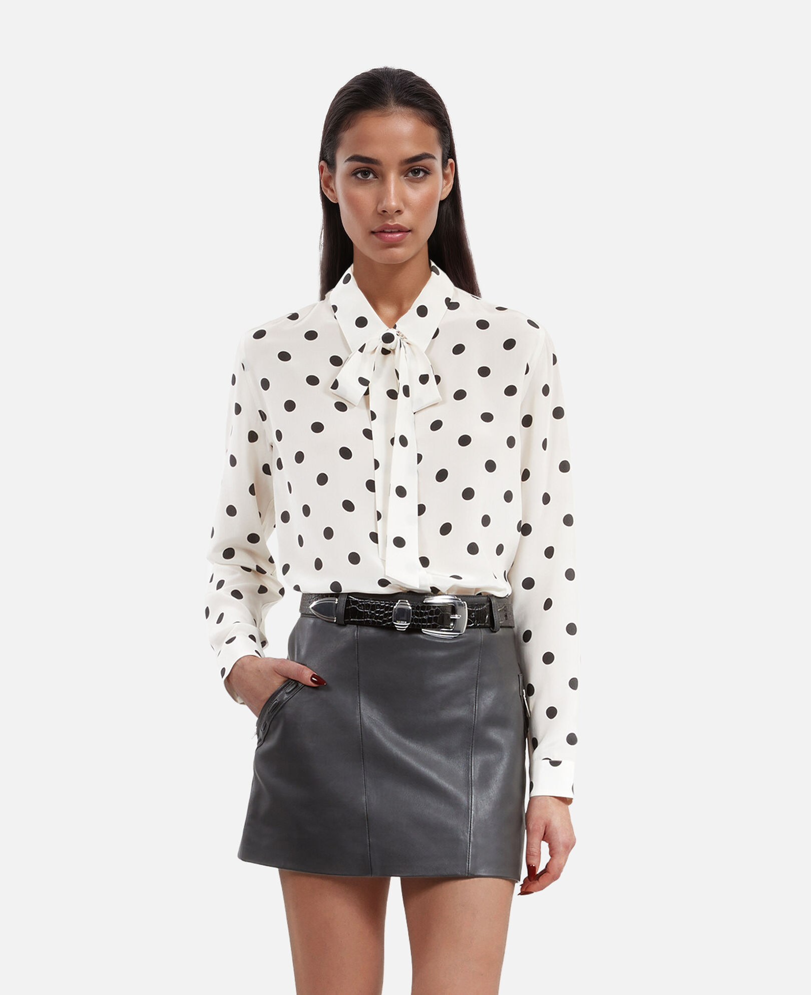 The Kooples FEMME BLACK STONE jupe courte en cuir noir