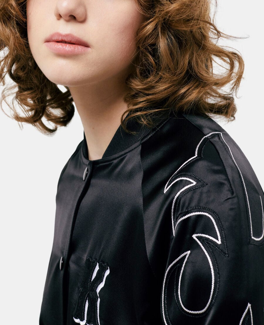 The Kooples WOMEN BLACK black teddy jacket with western-style embroidery