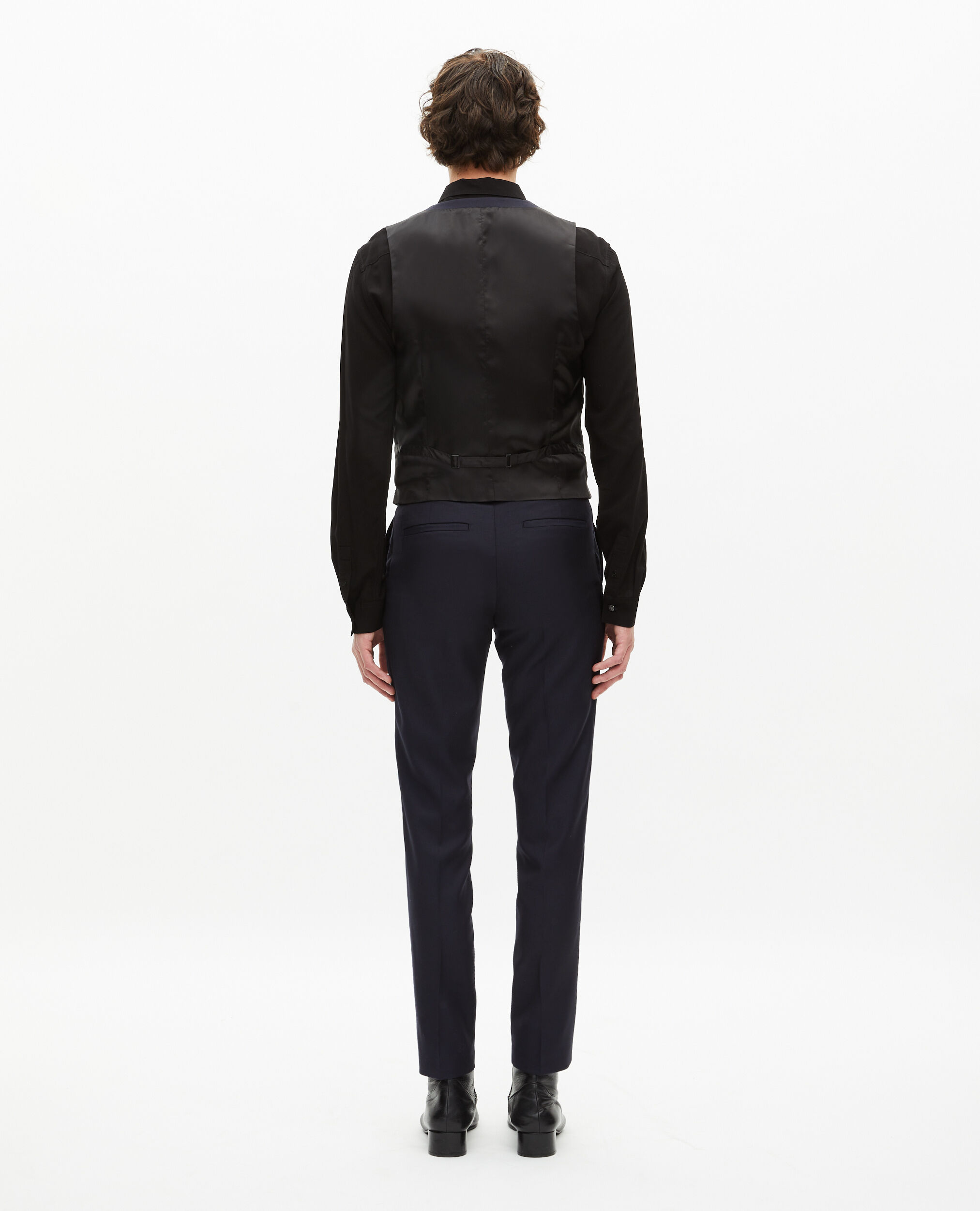 Navy blue wool suit vest, DARK NAVY, hi-res image number null