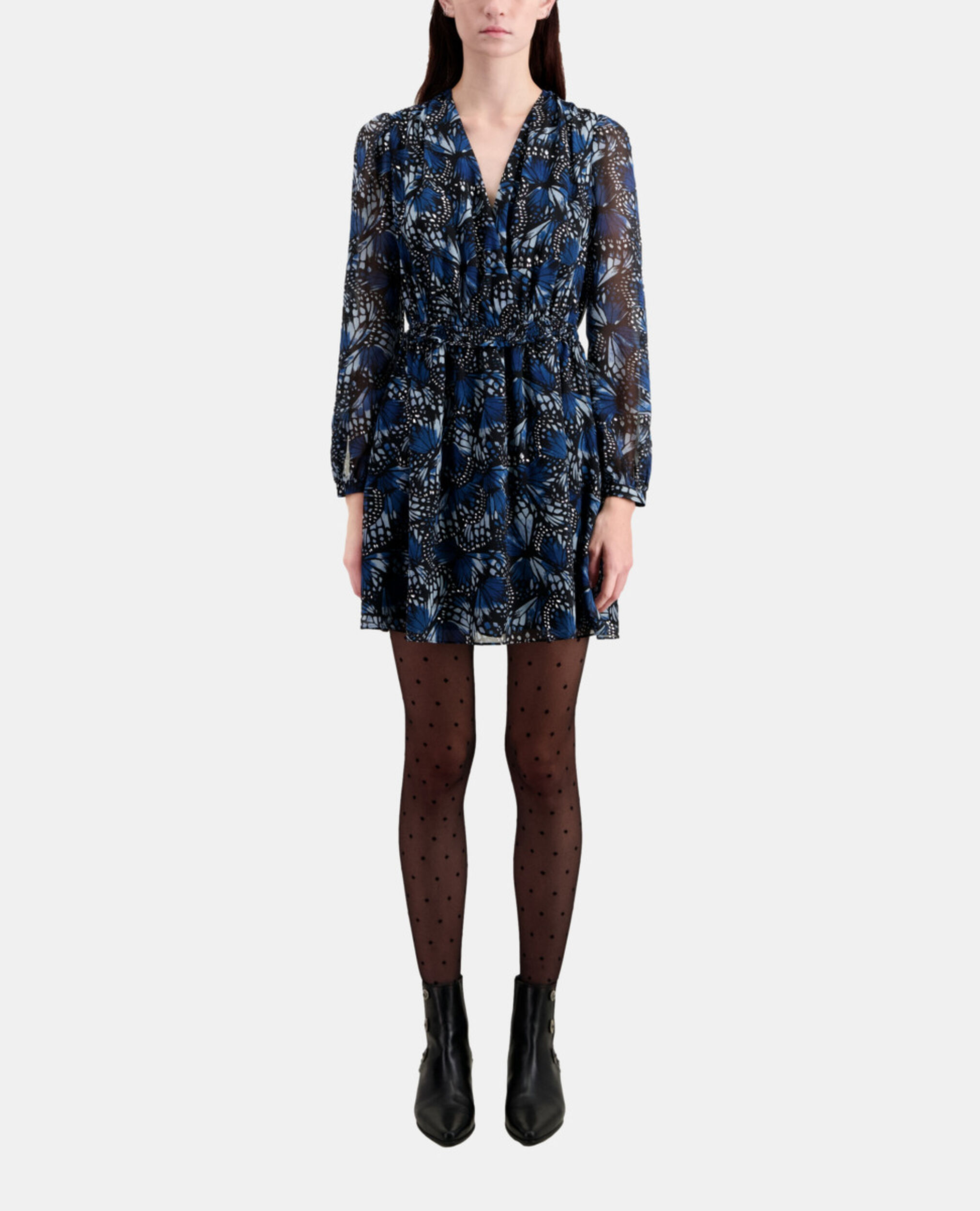 Kurzes Kleid mit Print, BLUE, hi-res image number null