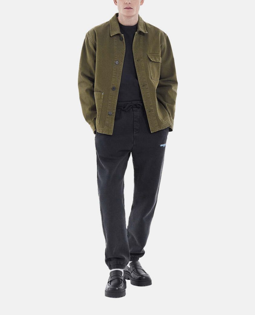 The Kooples H BLACK WASHED loose-fit black joggers with triple logo pockets