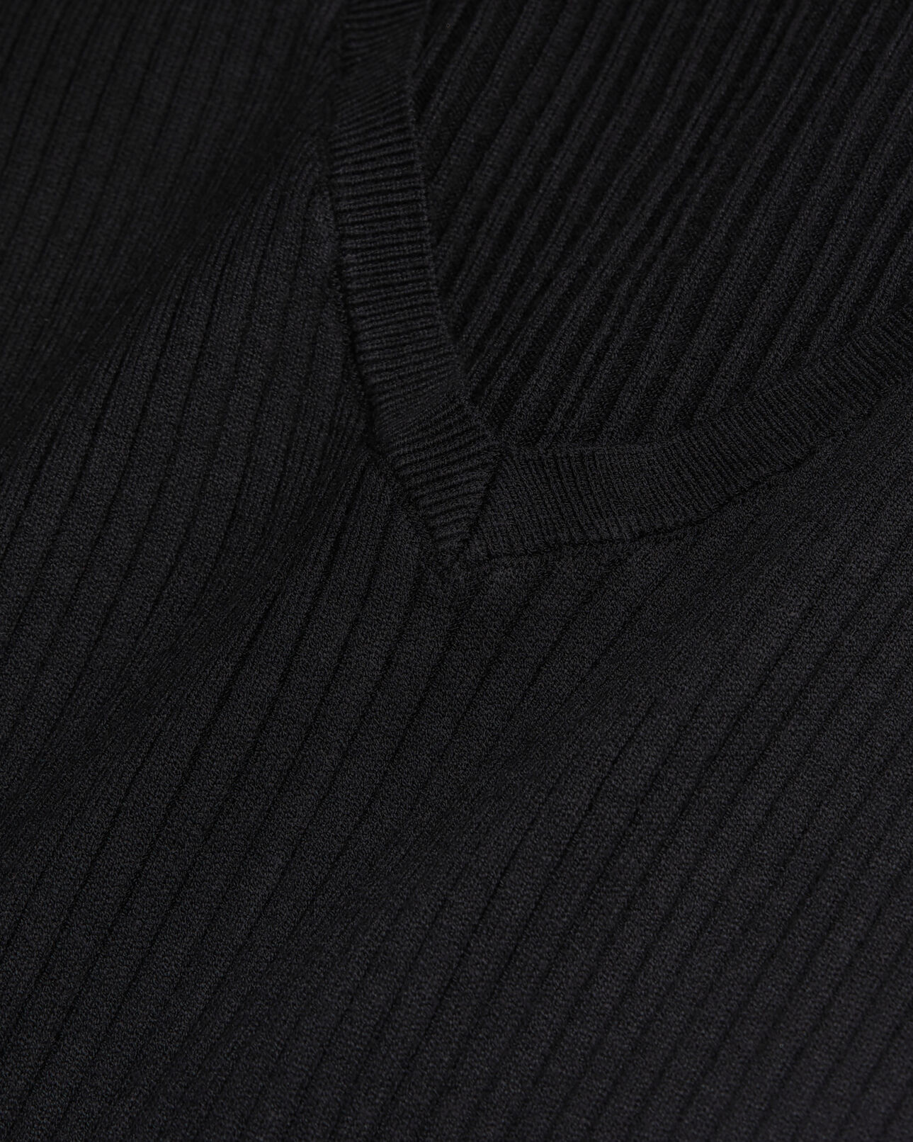 The Kooples DAMEN BLACK schwarzer pullover aus feinem rippstrick