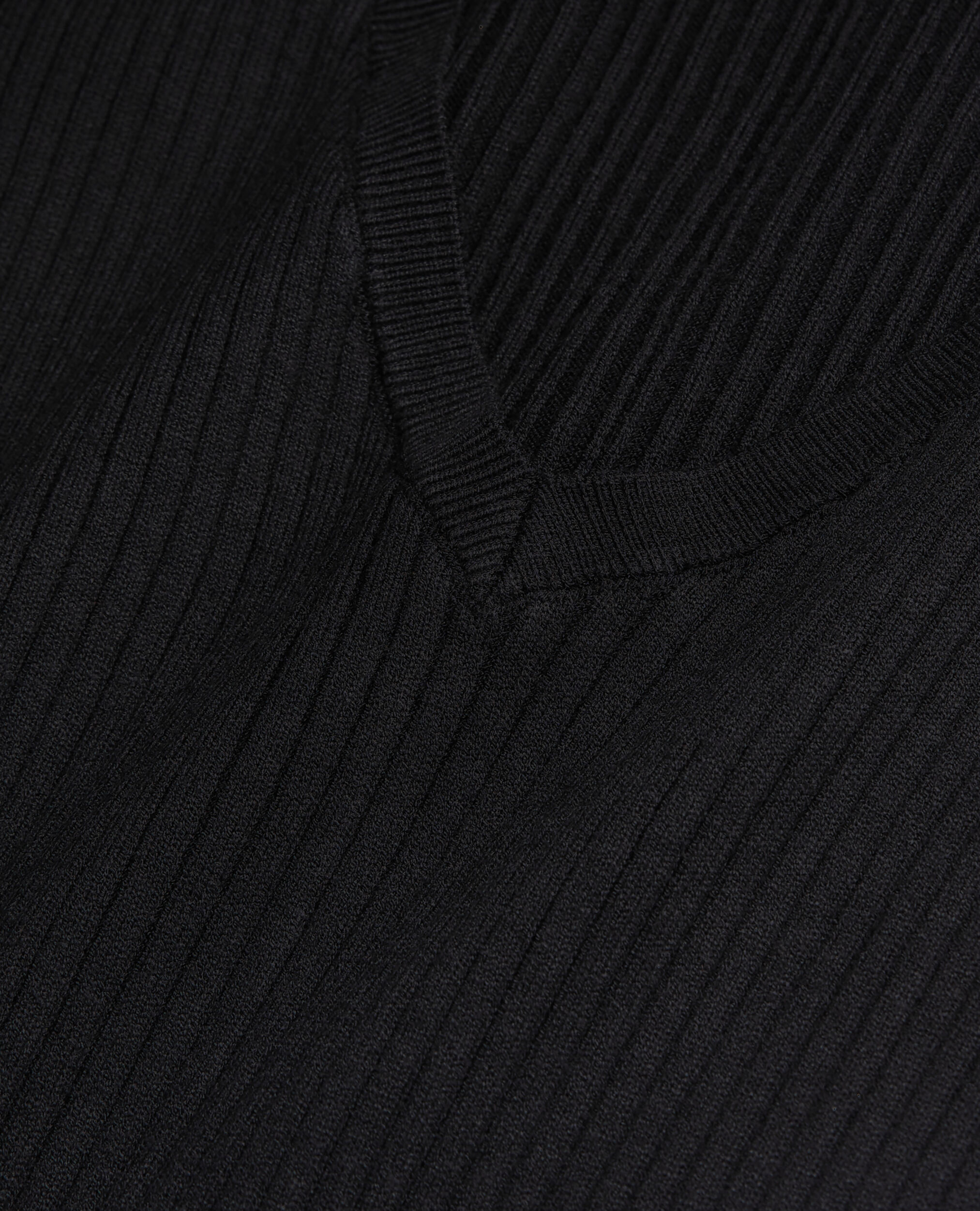 Black ribbed fine knit sweater, BLACK, hi-res image number null