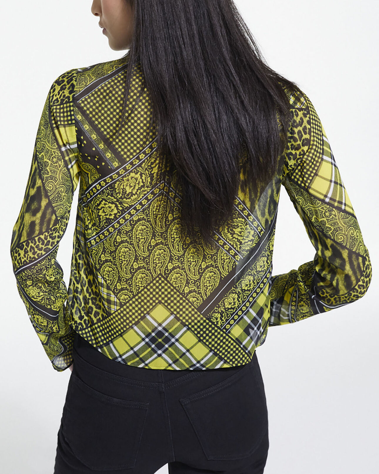 The Kooples FEMME BLACK / YELLOW top imprimé