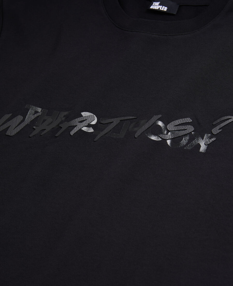 The Kooples HERREN BLACK schwarzes t-shirt mit „what is“-schriftzug