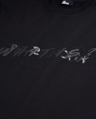 The Kooples HERREN BLACK schwarzes t-shirt mit „what is“-schriftzug