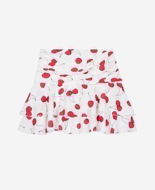 The Kooples DAMEN ECRU RED kurzer drapierter rock mit kirschendruck