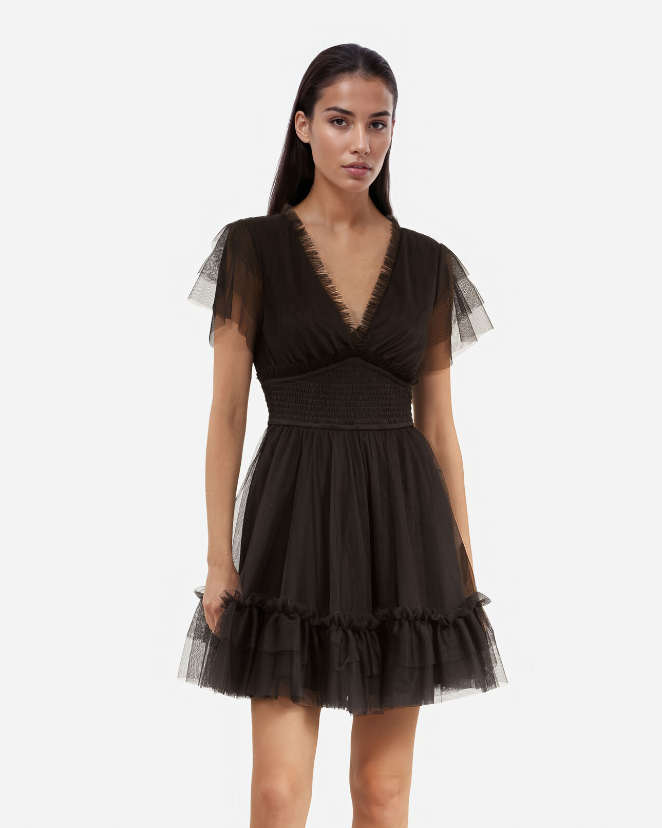 The Kooples WOMEN BLACK short black tulle dress
