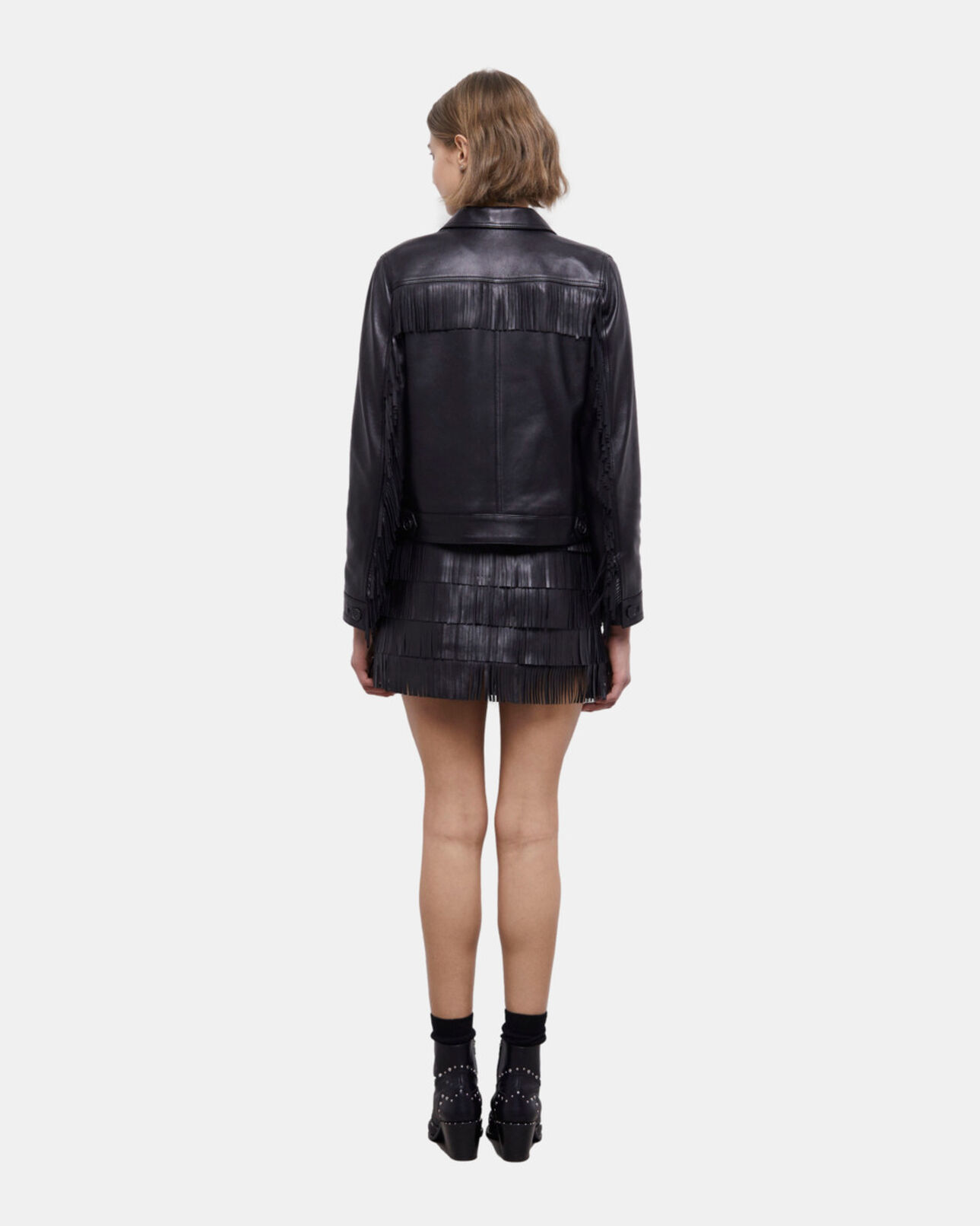 The Kooples WOMEN BLACK black leather jacket