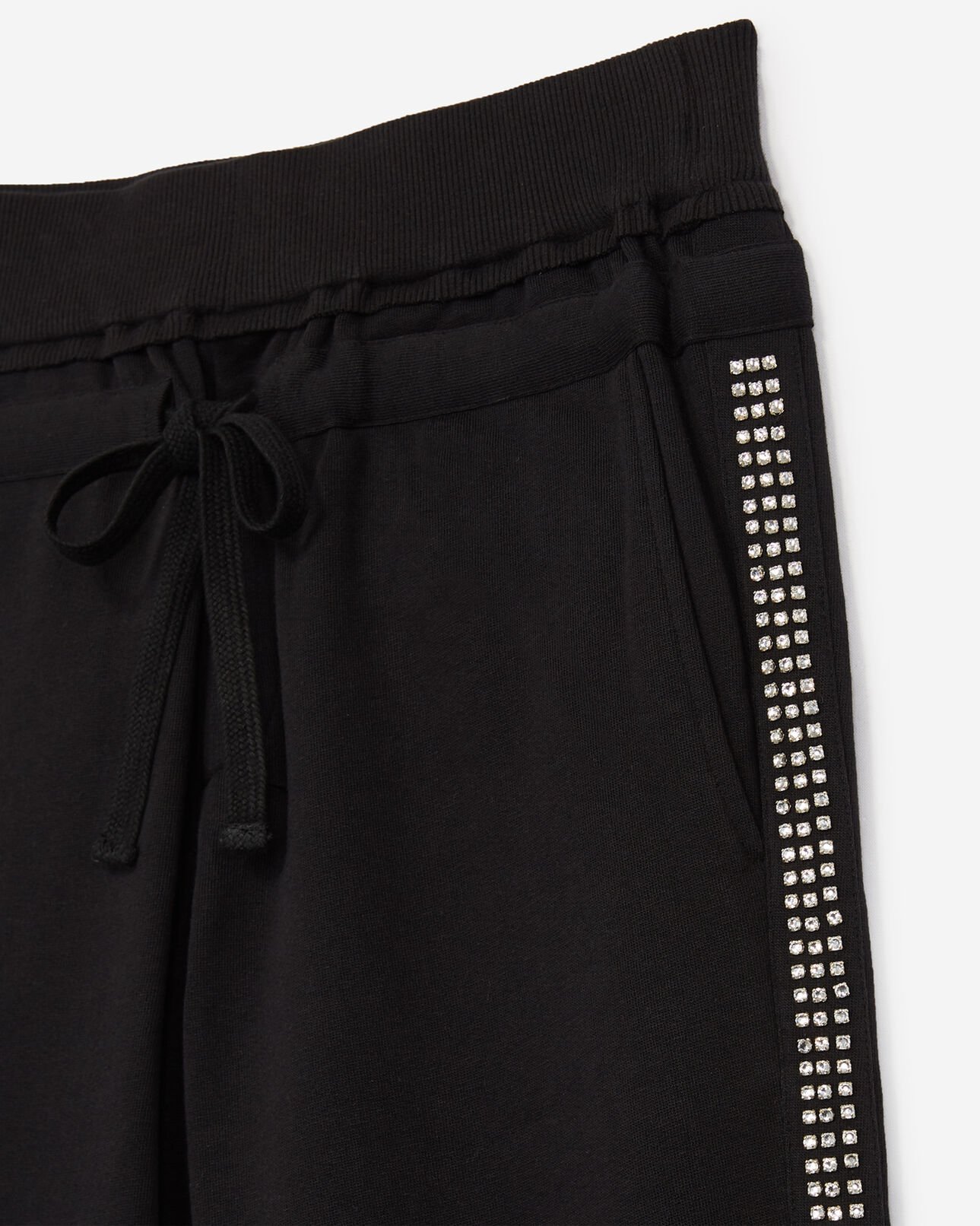 The Kooples WOMEN BLACK black cotton joggers with rhinestones