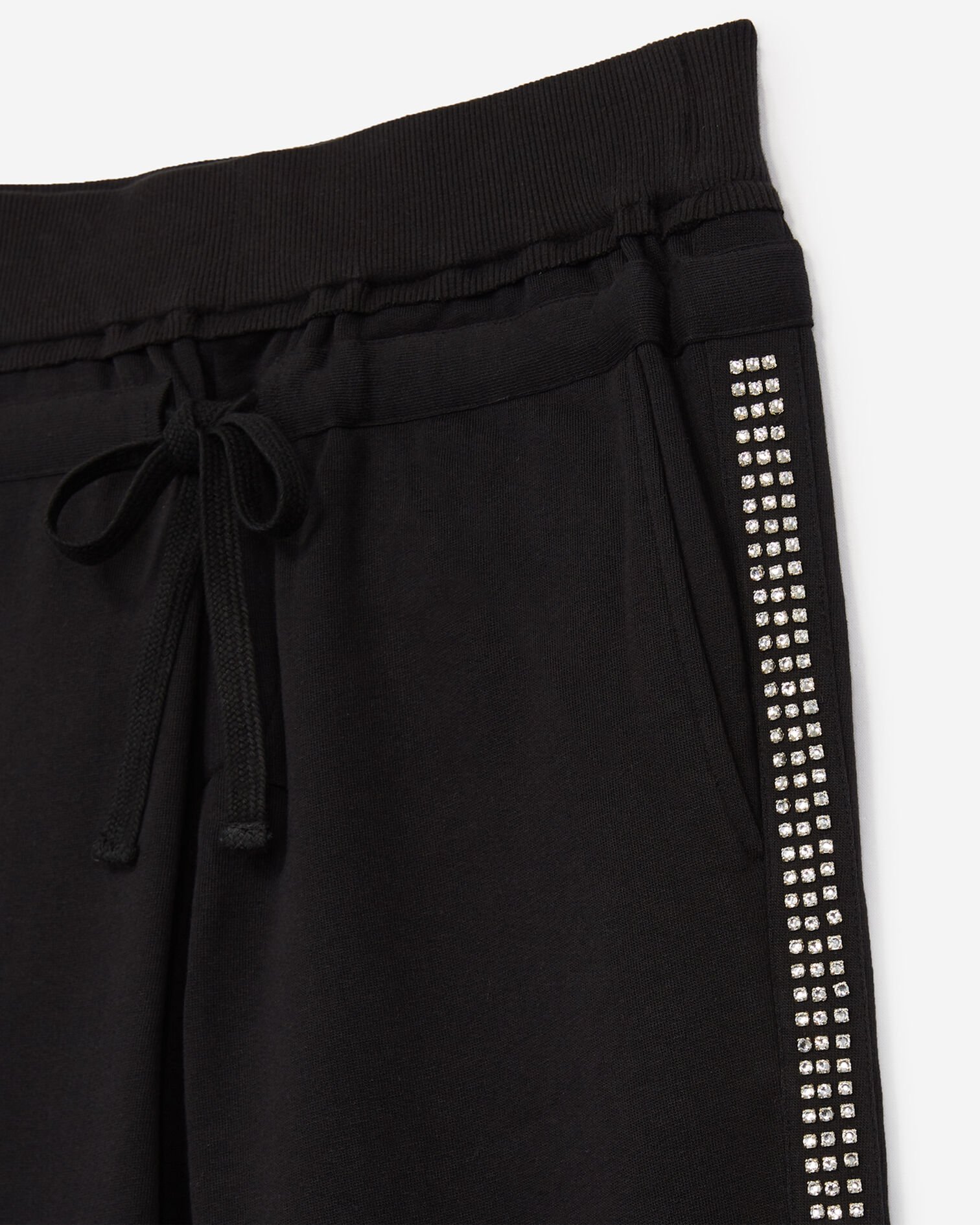 Black cotton joggers with rhinestones, BLACK, hi-res image number null
