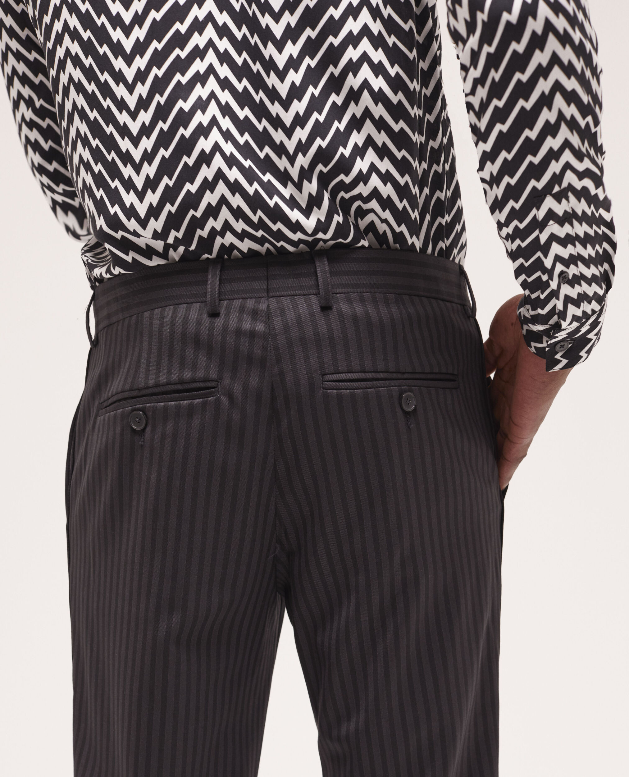 Anzughose aus Wolle mit Streifen, BLACK GREY, hi-res image number null