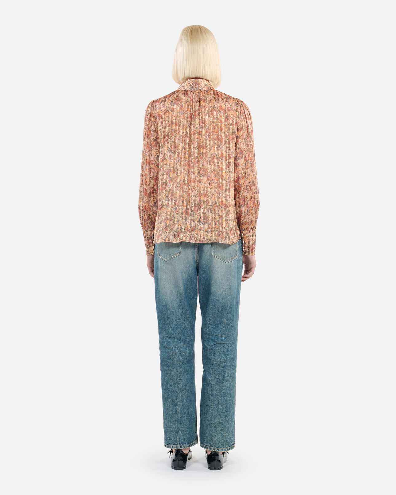 The Kooples FEMME CAMEL / BROWN top en soie imprimé fleuri