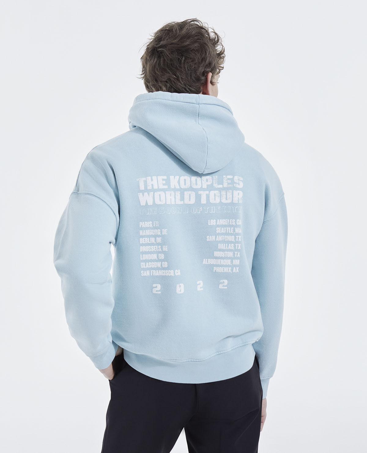 Sweat capuche bleu ciel oversize print The Kooples