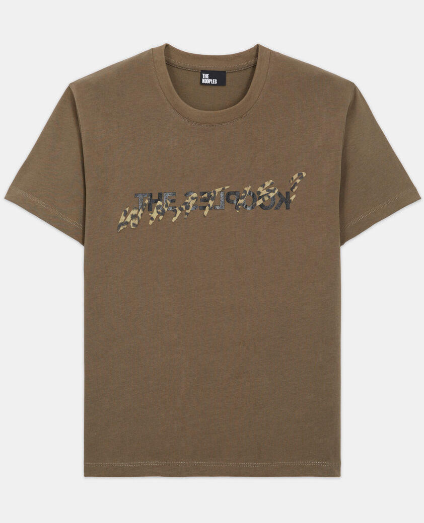 The Kooples WOMEN ALGUE women's khaki and leopard print what is t-shirt