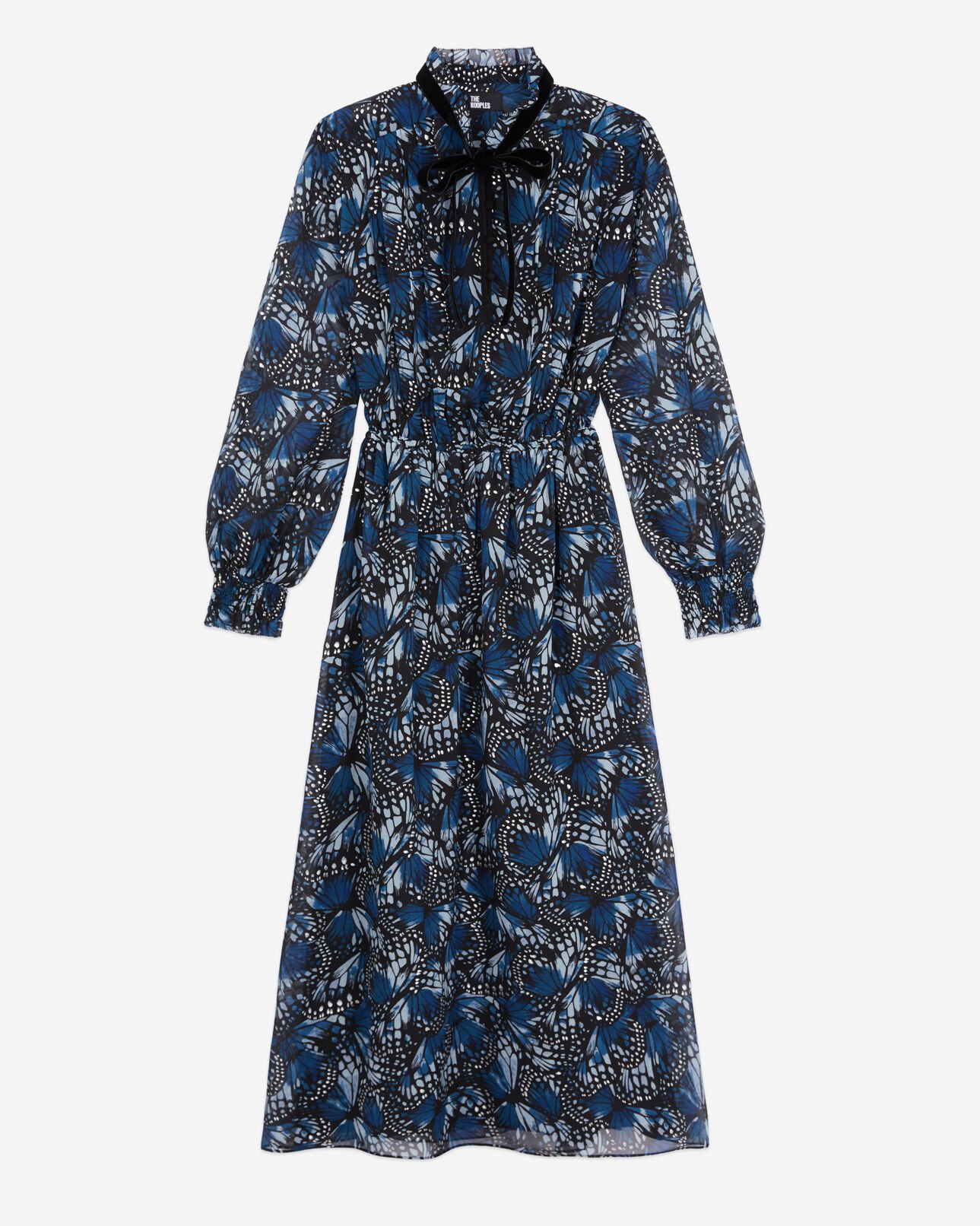 The Kooples DAMEN BLUE langes kleid mit print und plissierung
