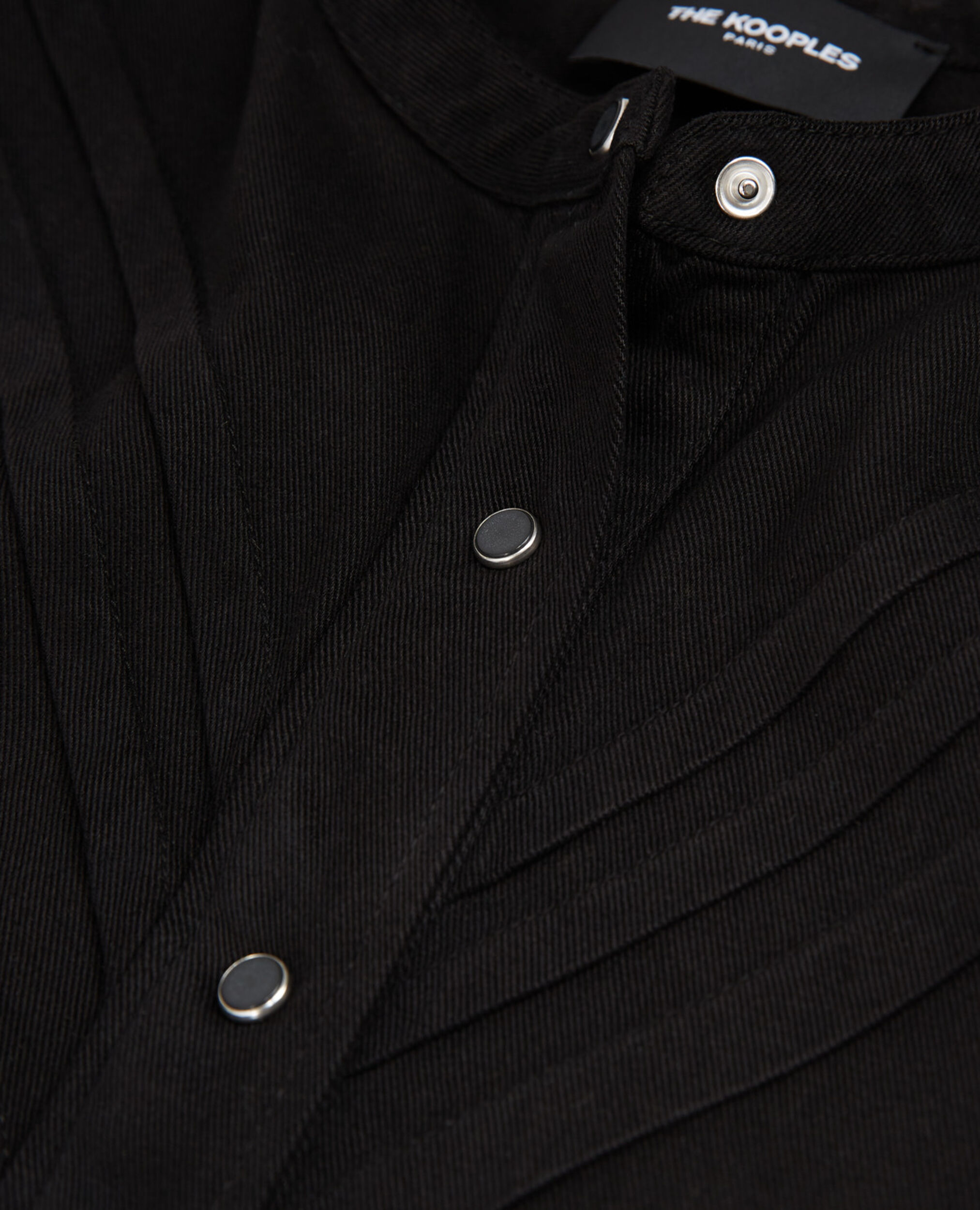 Camisa negra elegante cuello alto festones, BLACK, hi-res image number null