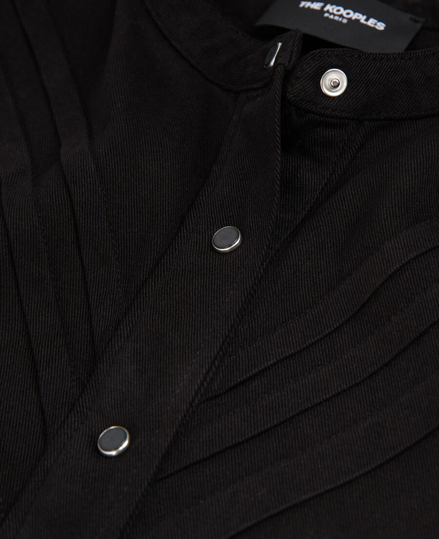 smart black shirt with scalloped high neck