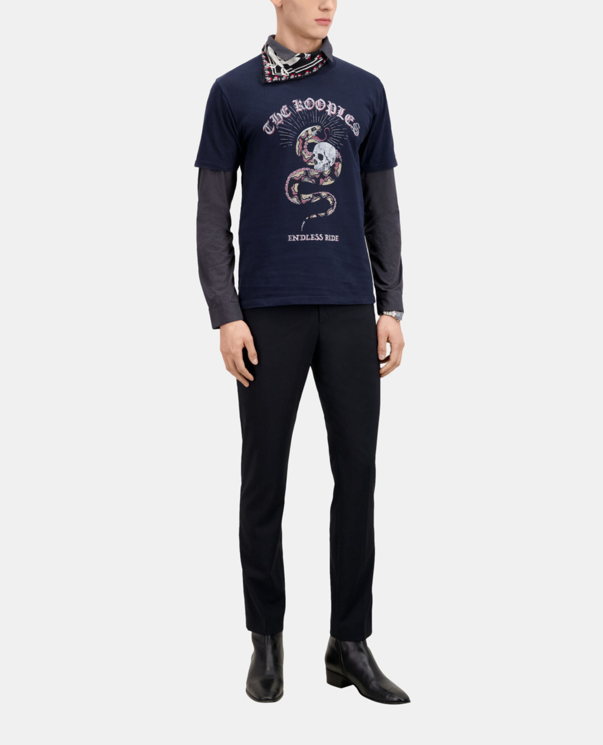 Navy blue t-shirt with Sneaky snake serigraphy, WASHED NAVY, hi-res image number null