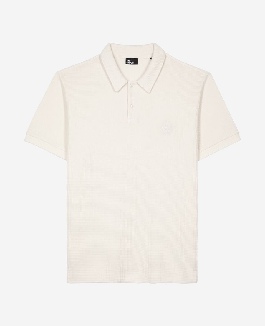 The Kooples MEN ECRU honeycomb polo shirt with ecru crest