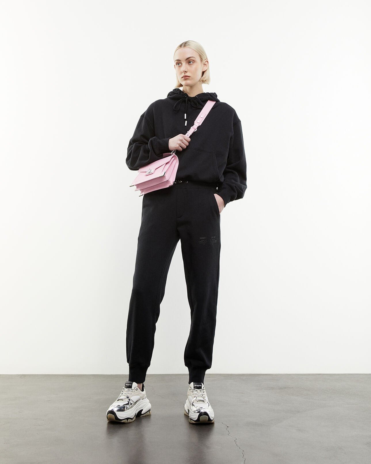 The Kooples MUJER BLACK sudadera negra capucha bolsillo canguro