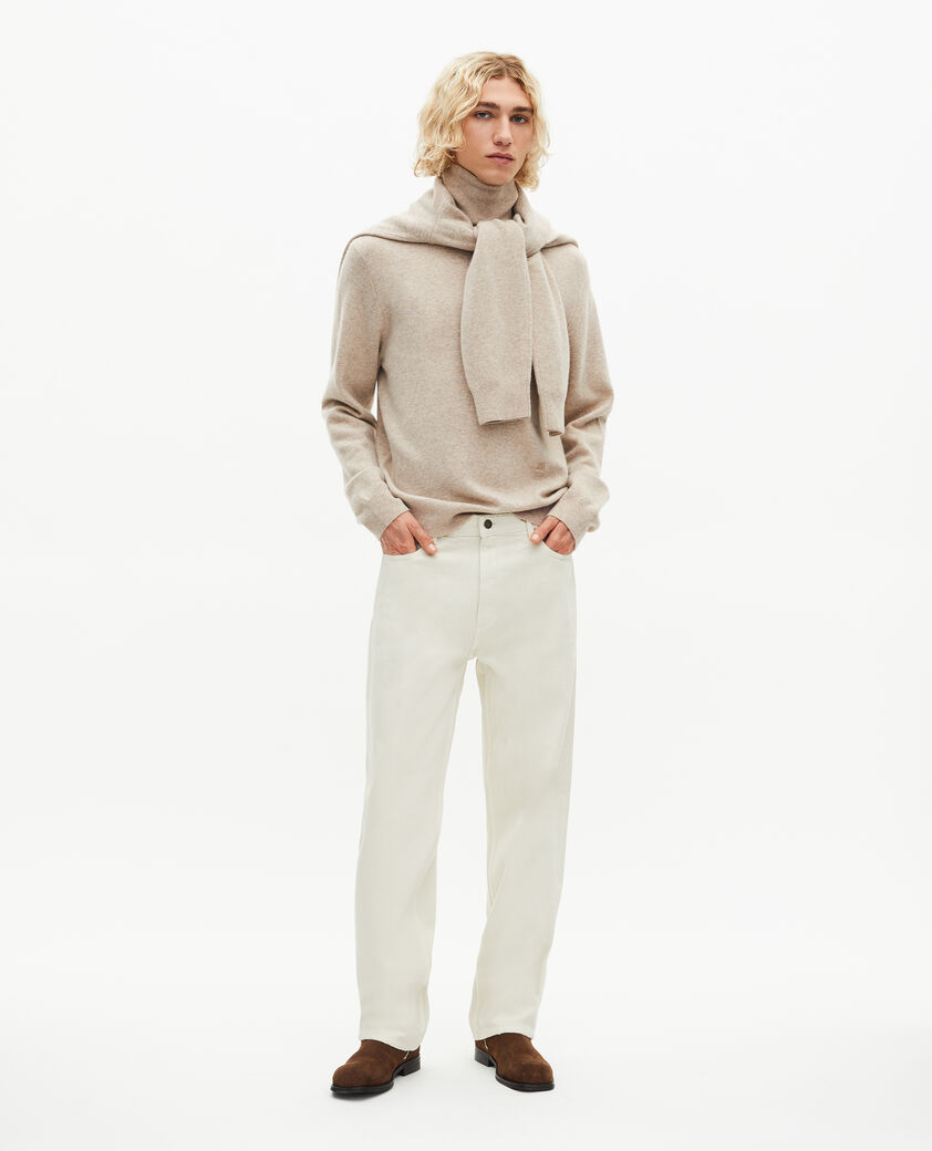 The Kooples HOMME BEIGE MELANGE pull col roulé en cachemire beige