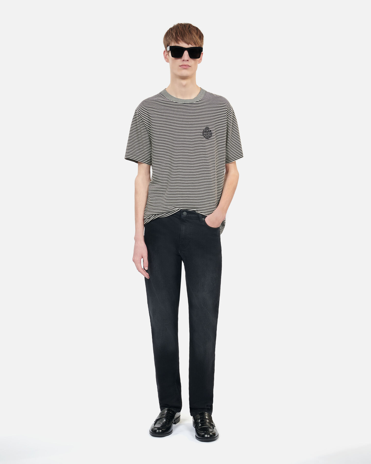 Striped Blazon t-shirt, BLACK / WHITE, hi-res image number null