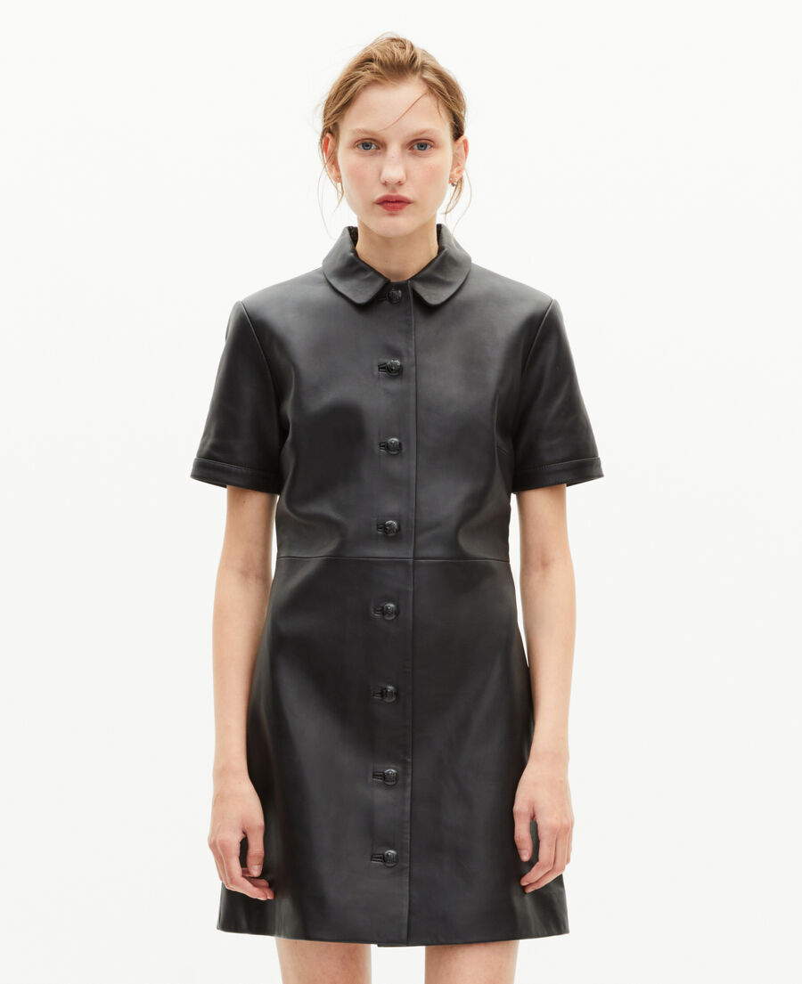 The Kooples DAMEN BLACK kurzes schwarzes lederkleid