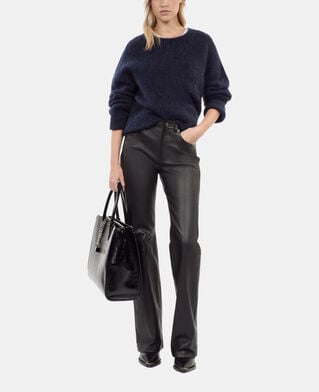 The Kooples WOMEN BLACK black leather flare trousers