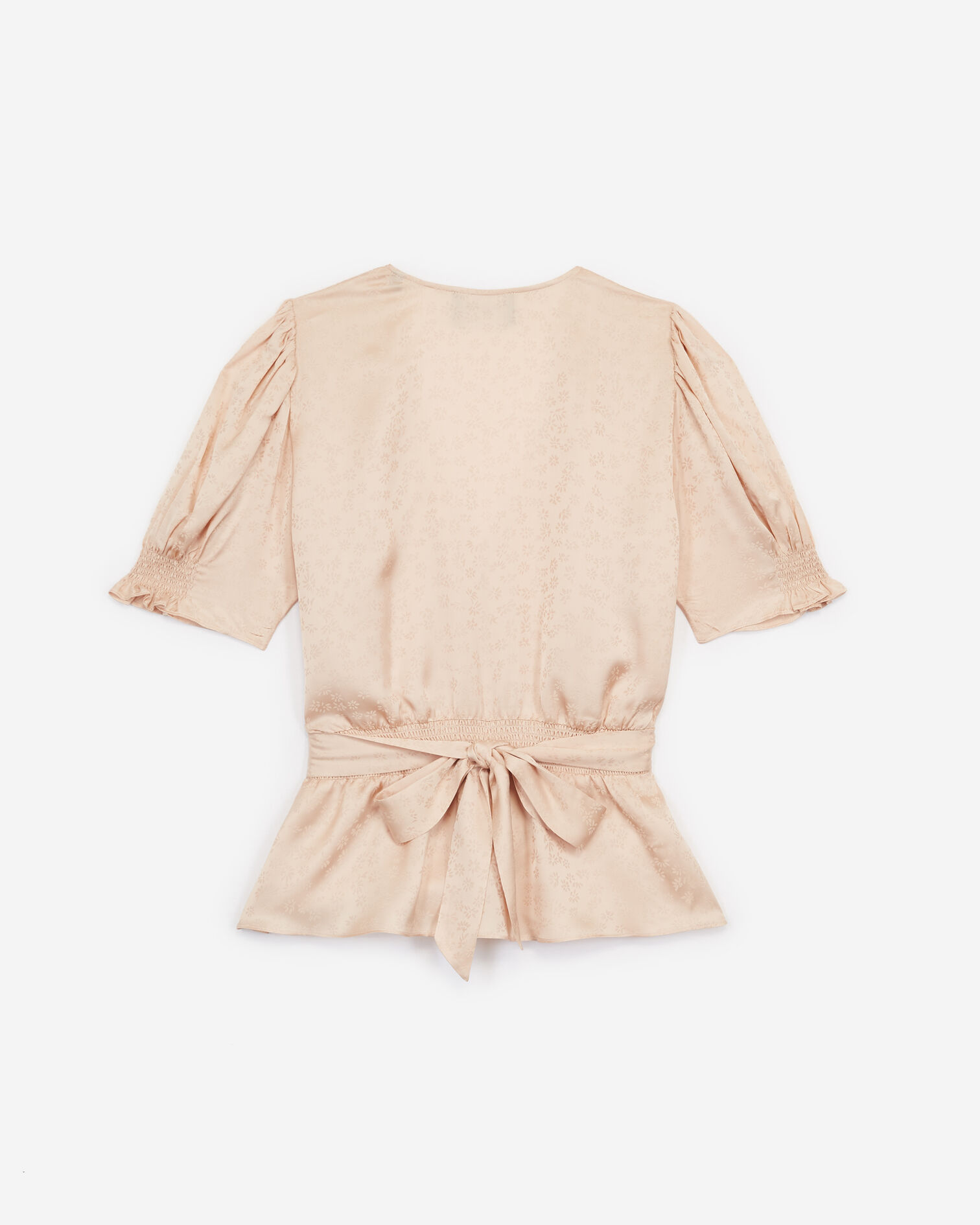 Satin-like light pink wrap top, NUDE, hi-res image number null