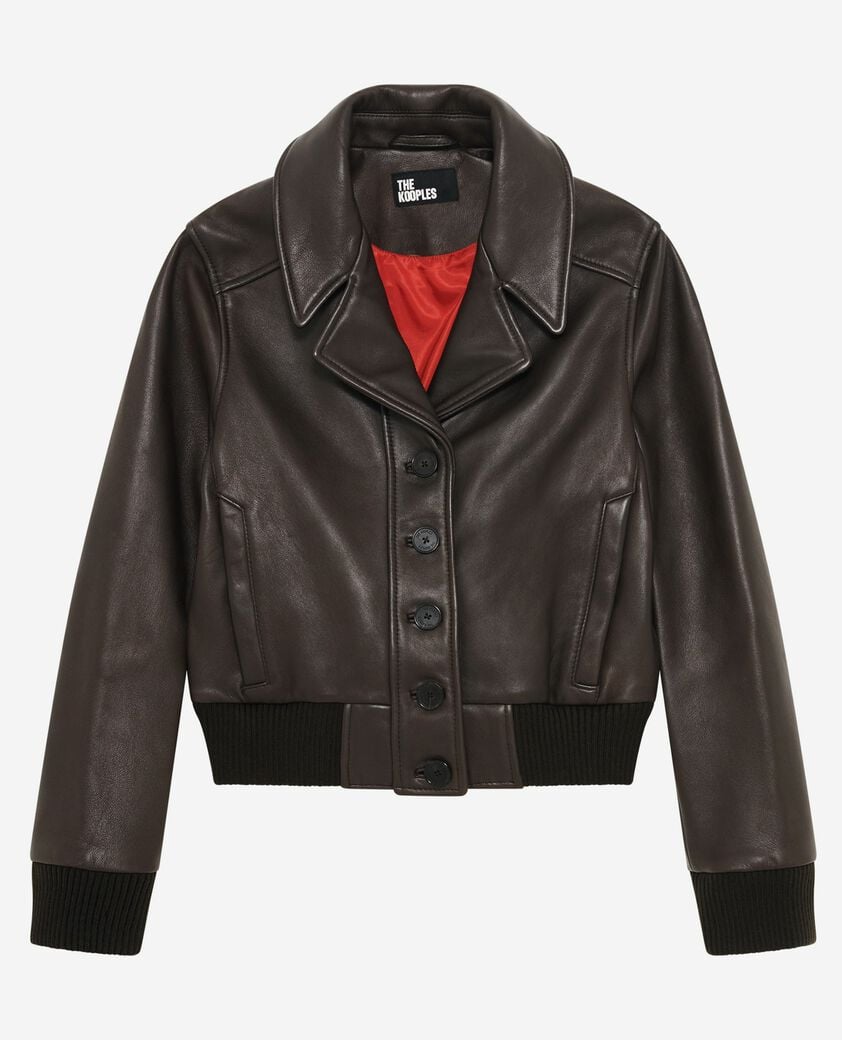 The Kooples FEMME BROWN blouson en cuir marron