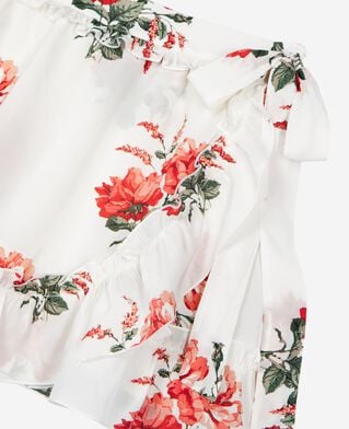 The Kooples F WHITE - RED short white floral print wrap skirt