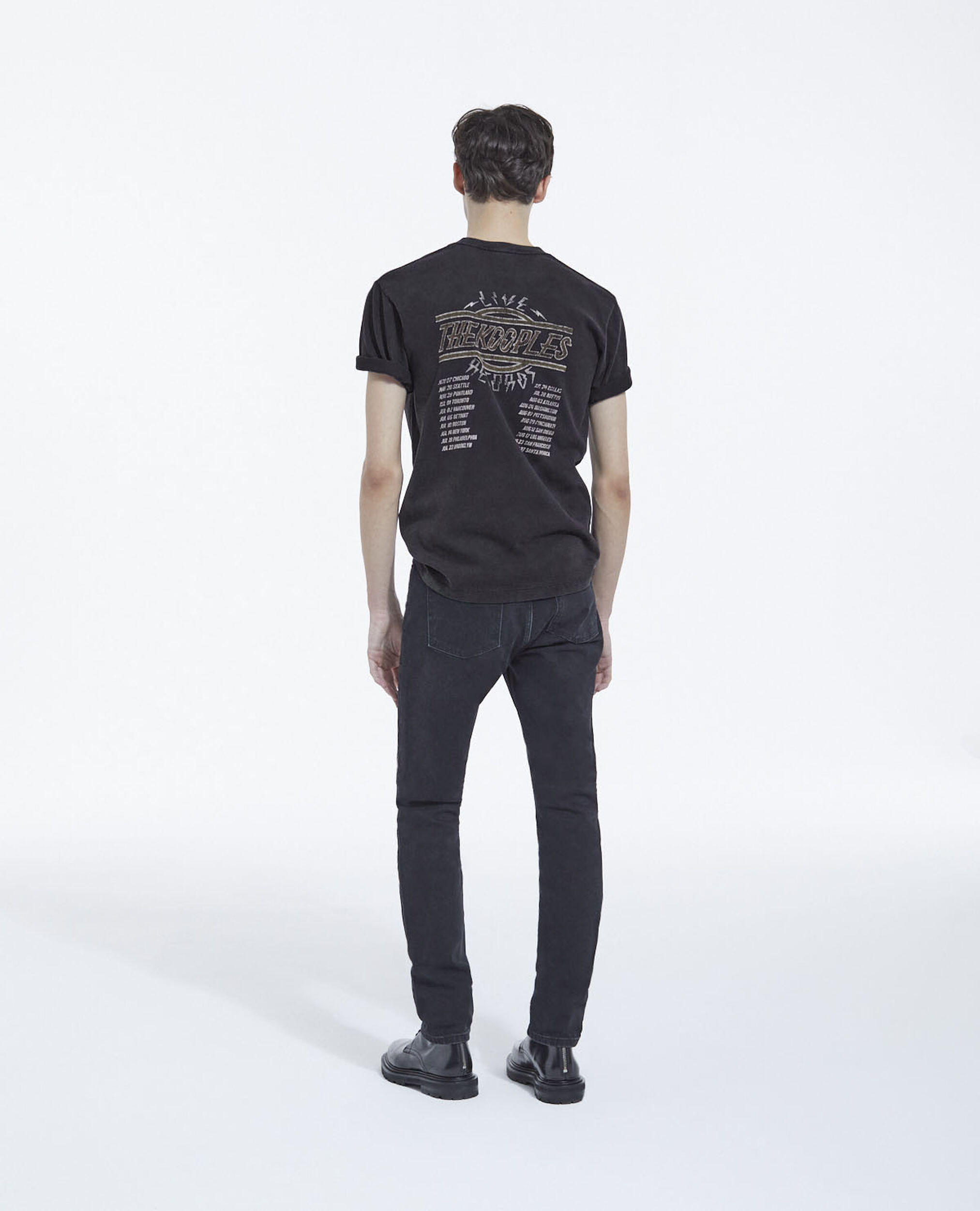 Faded black crew neck cotton T-shirt w/ print, BLACK WASHED, hi-res image number null