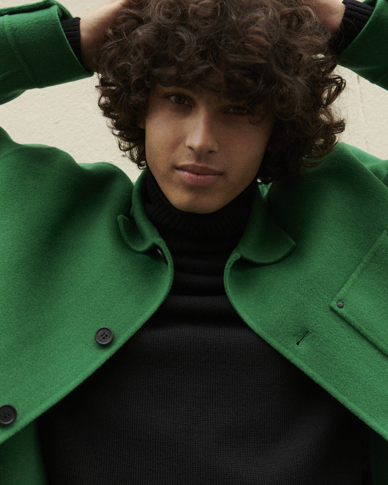 The Kooples HOMME GREEN chemise laine vert coupe droite