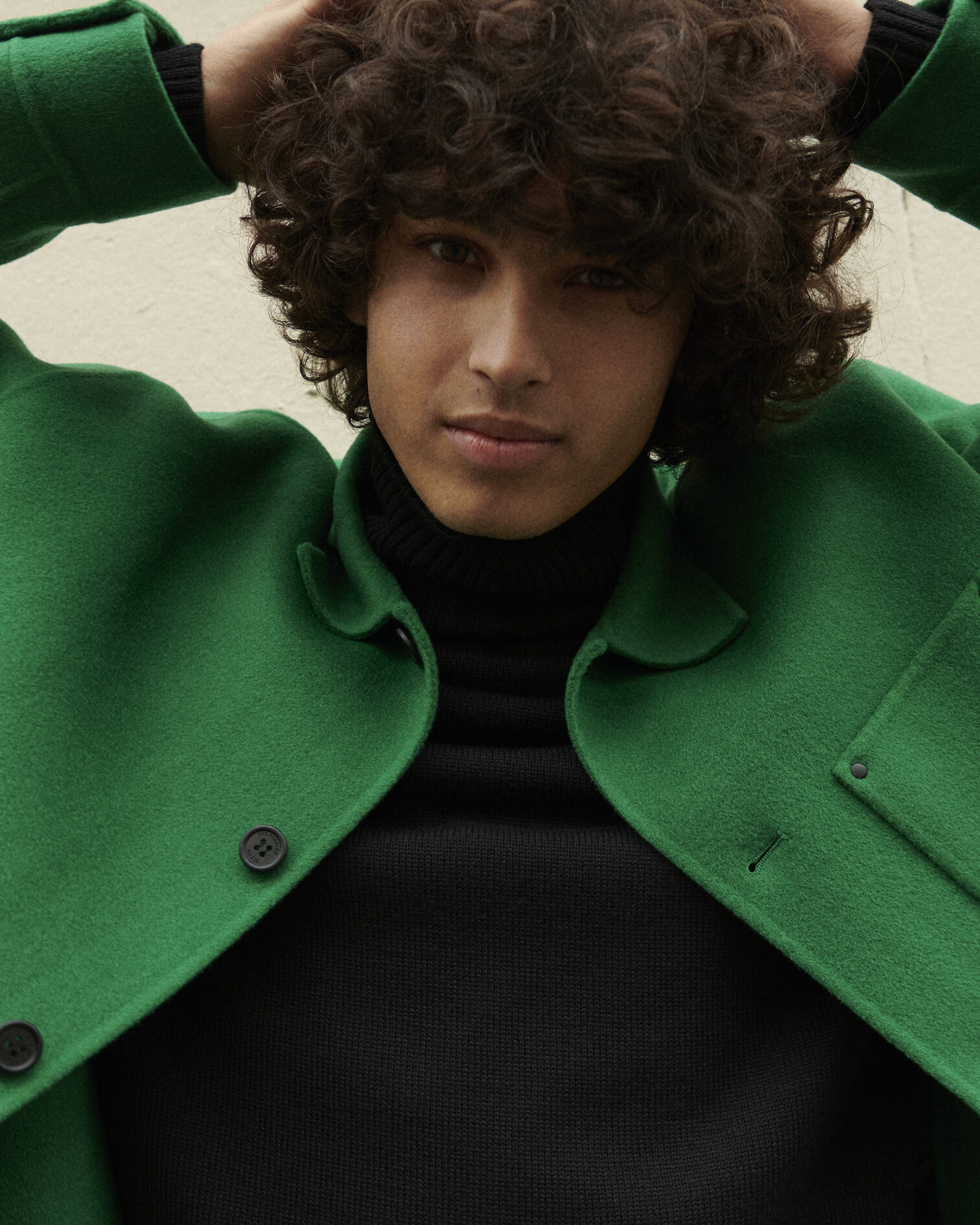 Chemise laine vert coupe droite, GREEN, hi-res image number null