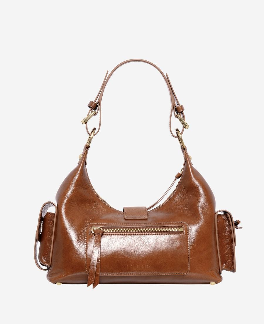 The Kooples DAMEN BROWN amelia tasche aus braunem crackleder