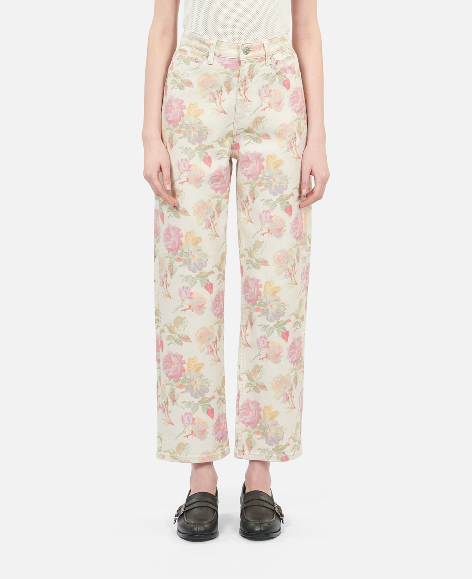 The Kooples DAMEN ECRU boyfriend-jeans mit blumenprint