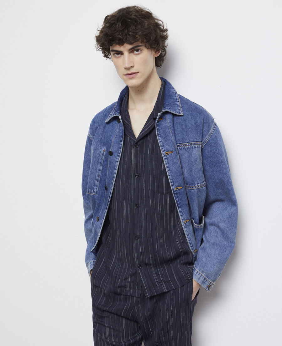 camisa rayas azul marino
