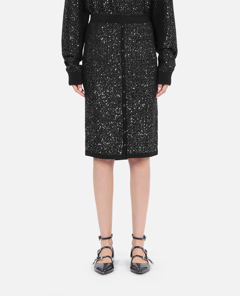 The Kooples DAMEN BLACK halblanger, schwarzer rock mit pailletten