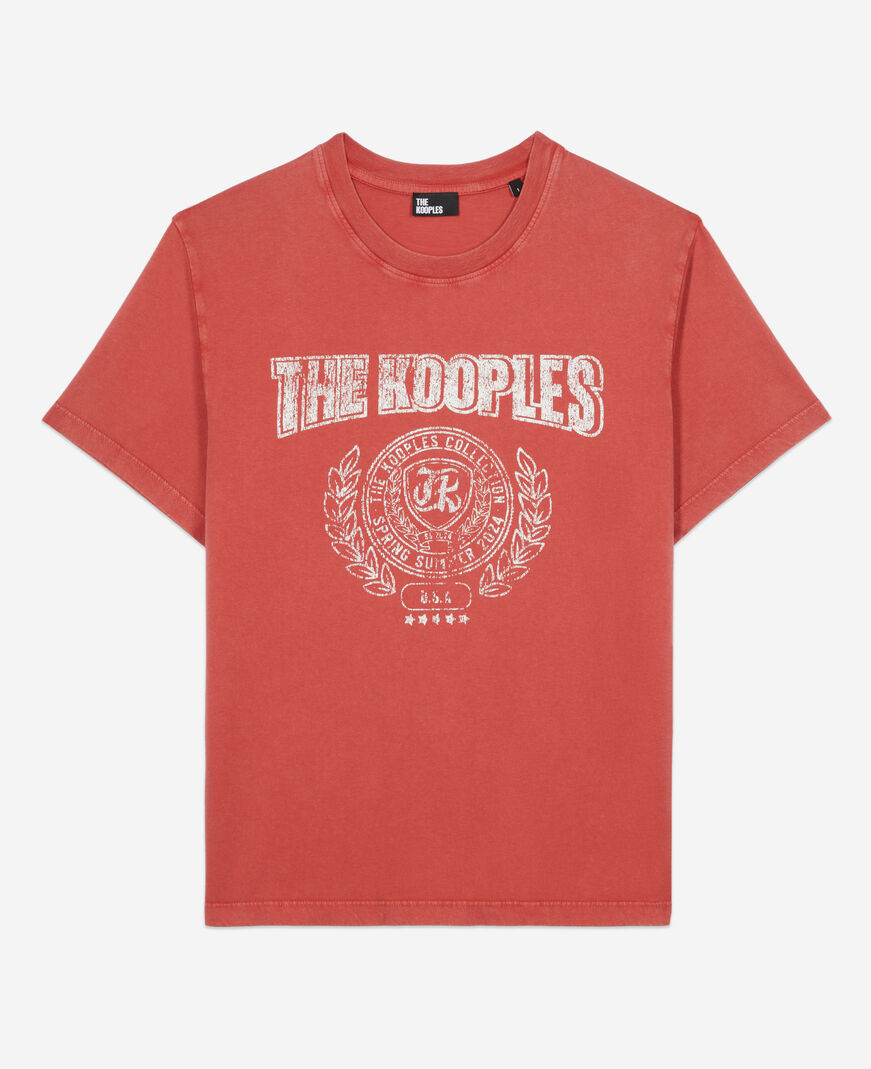 The Kooples F RED BRIQUE red t-shirt with blazon serigraphy