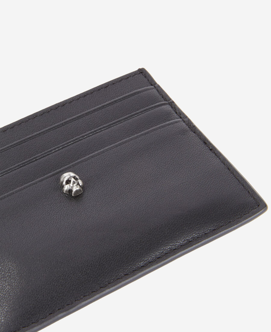 The Kooples MEN BLACK black leather card holder with skull